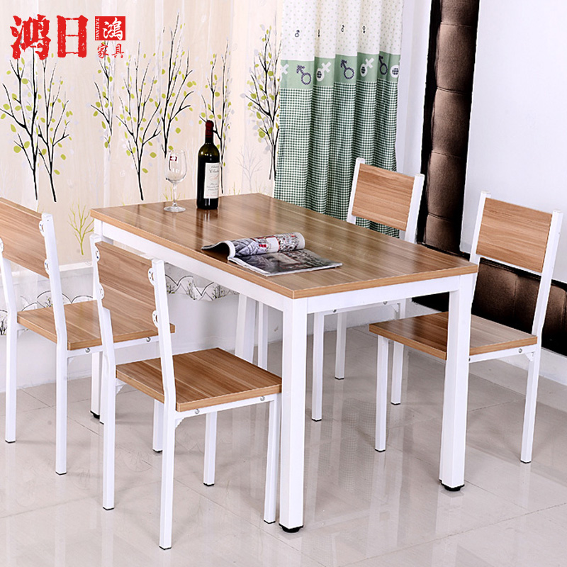 Simple lacquered steel wood table and chair a table six chairs