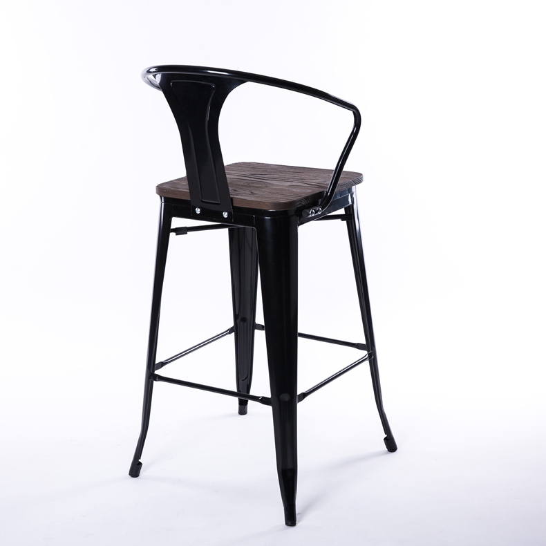High metal chair with backrest