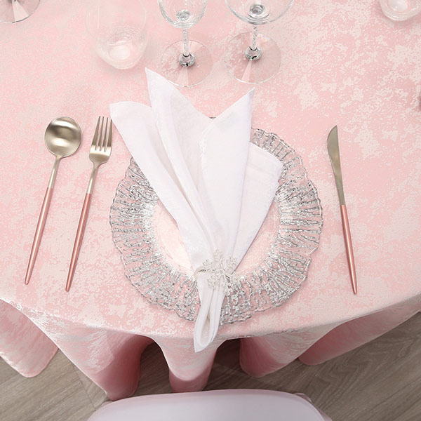 Pink rossy jacquard tablecloth