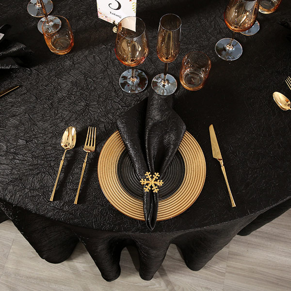 Simple black crepe tablecloth