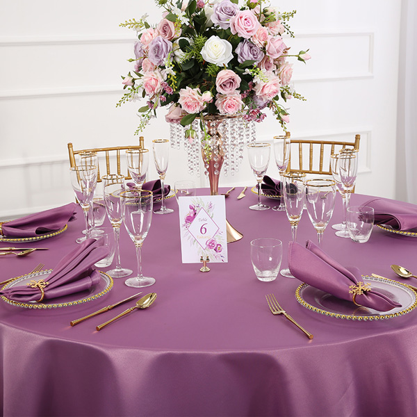 Romantic purple reversible satin tablecloth