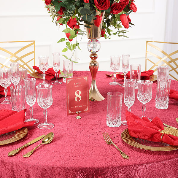 Festive red crepe table cloth