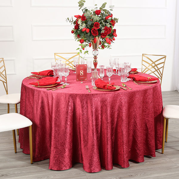 Festive red crepe table cloth