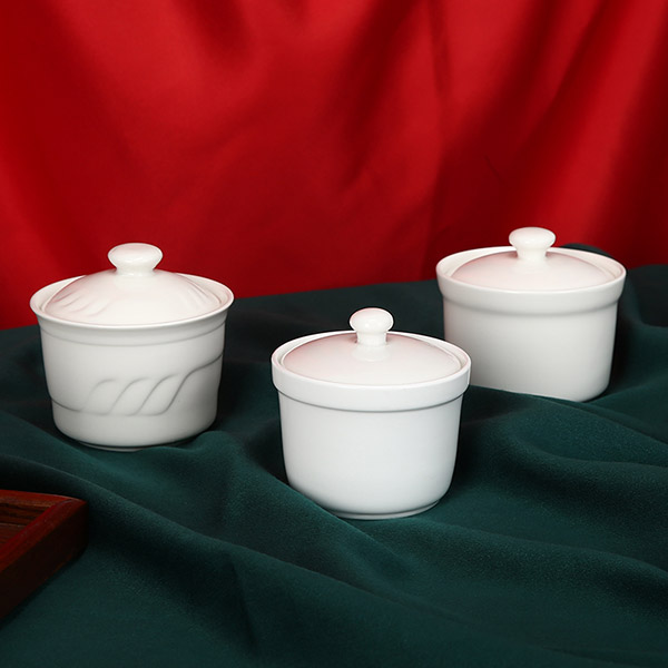 Pure white ceramic stew pot
