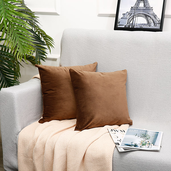 Brown square flannelette throw pillow