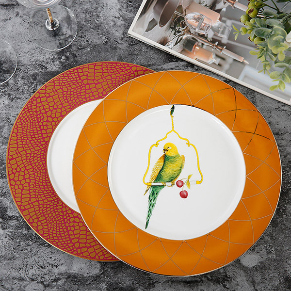 Parrot orange gold display plate