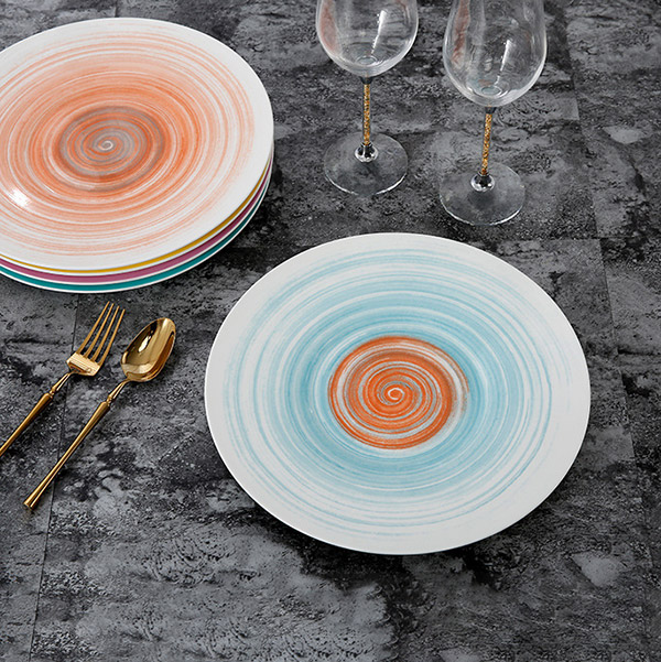 Orange spiral display plate