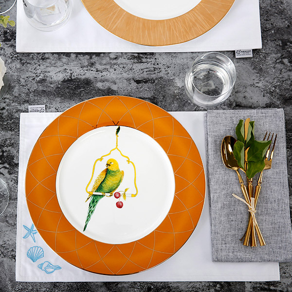 Parrot orange gold display plate